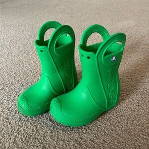 CROCS Kids Vibrant Green Rain Boots